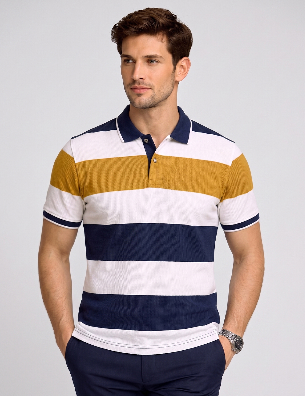 Men's Stripe Polo T-Shirt