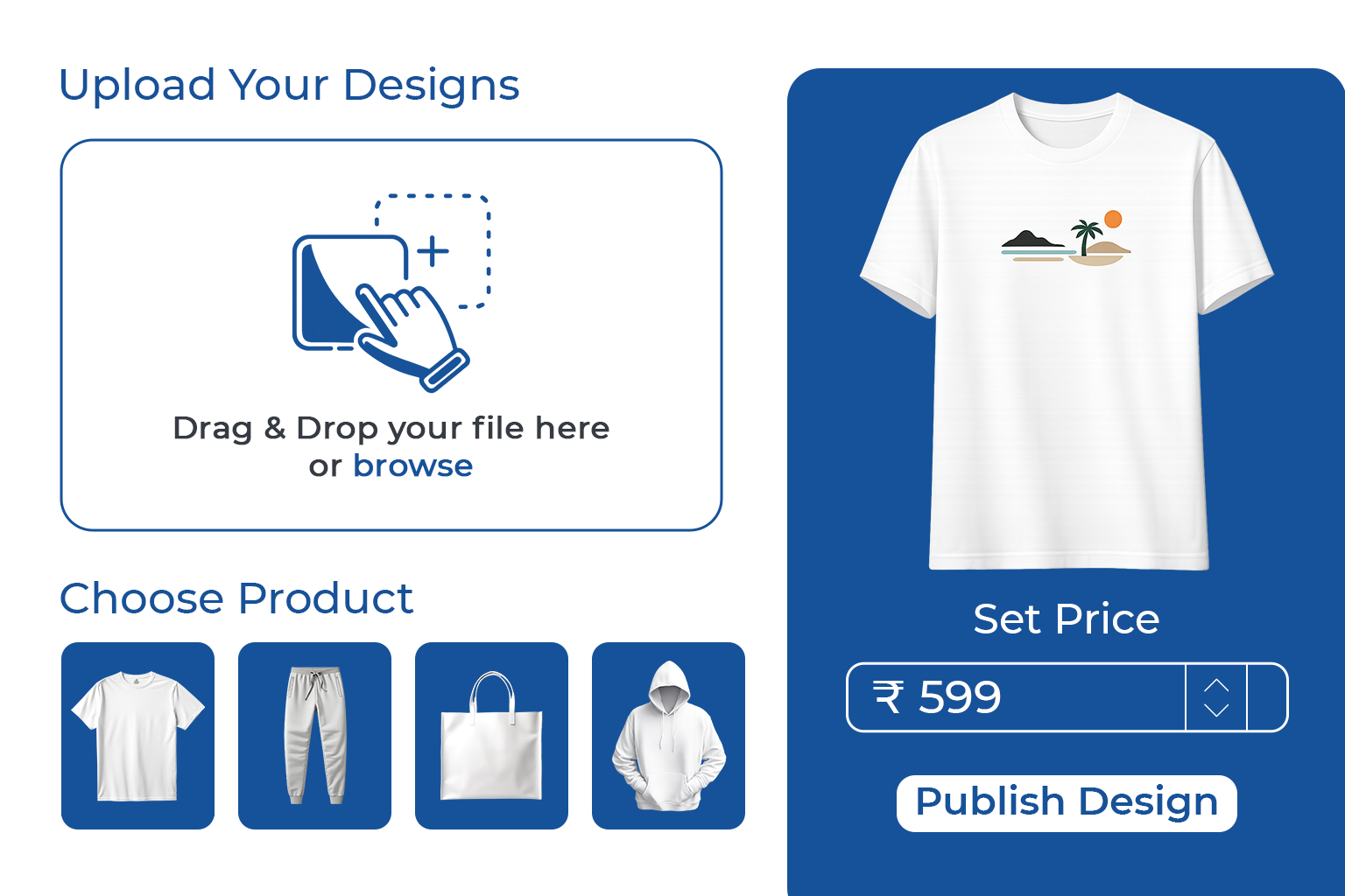 Upload your designs on GetPrintX