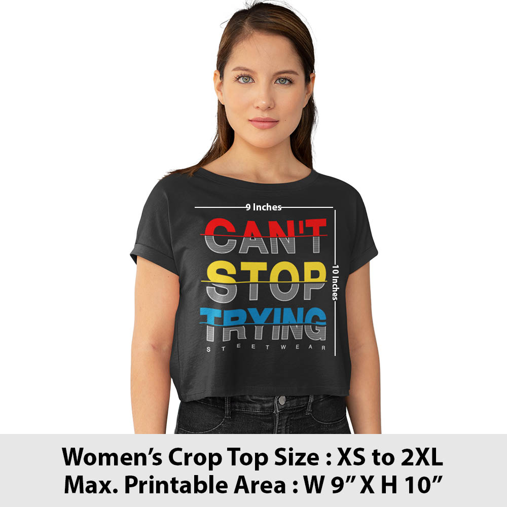 Print area guide, women's crop top