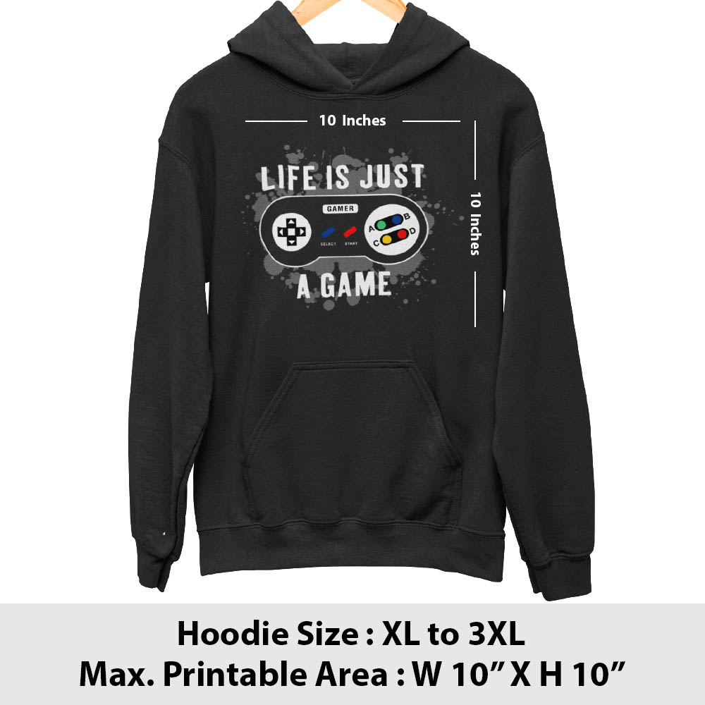 Print area guide, pull over hoodie front, larger size