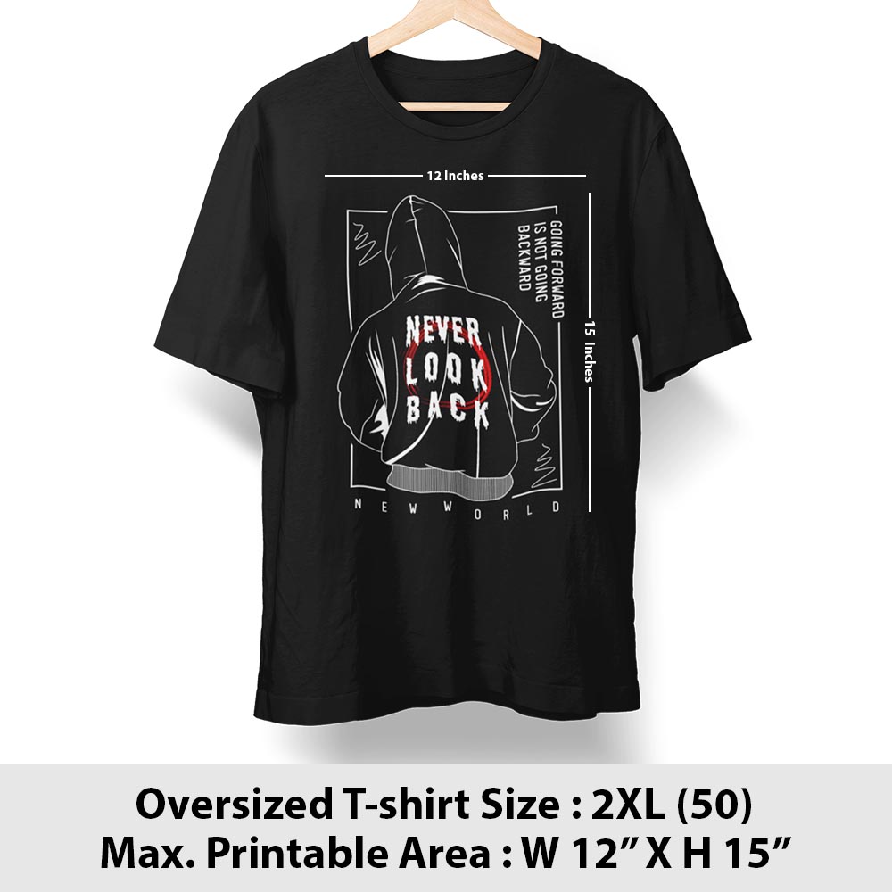 Print area guide, oversized t-shirt, size 2XL