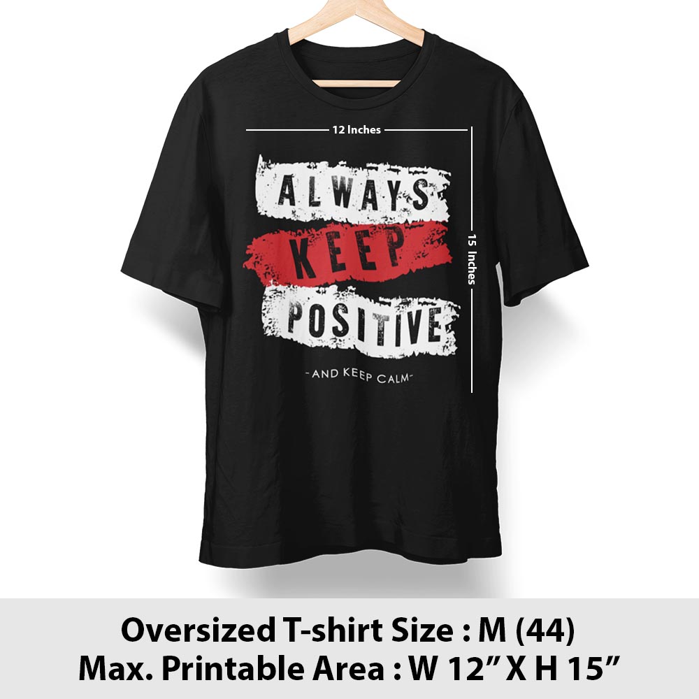 Print area guide, oversized t-shirt, size M