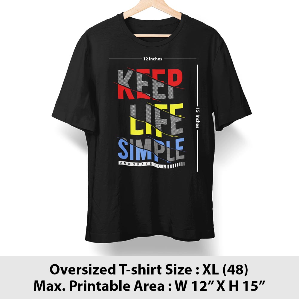 Print area guide, oversized t-shirt, size XL