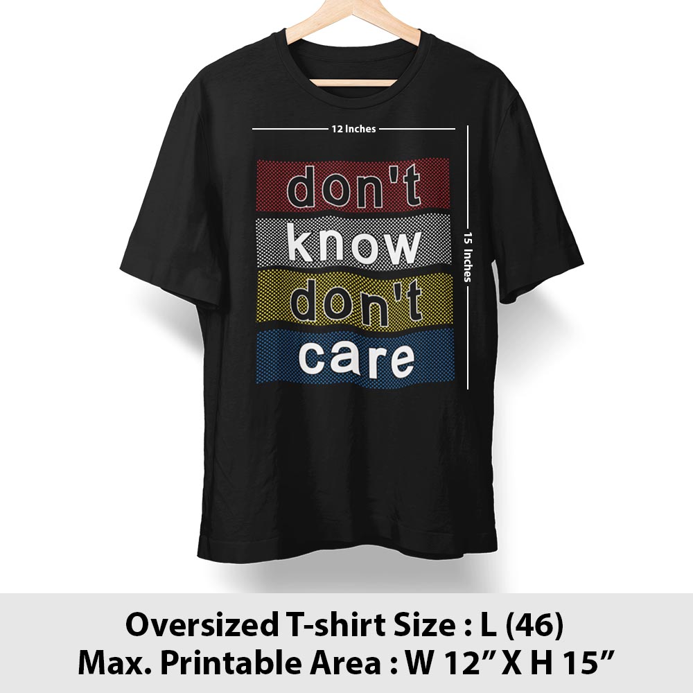 Print area guide, oversized t-shirt, size L
