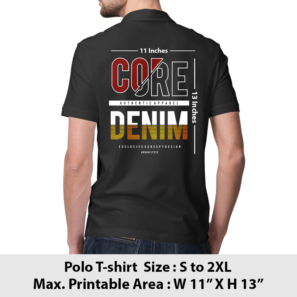 Print area guide, polo t-shirt back