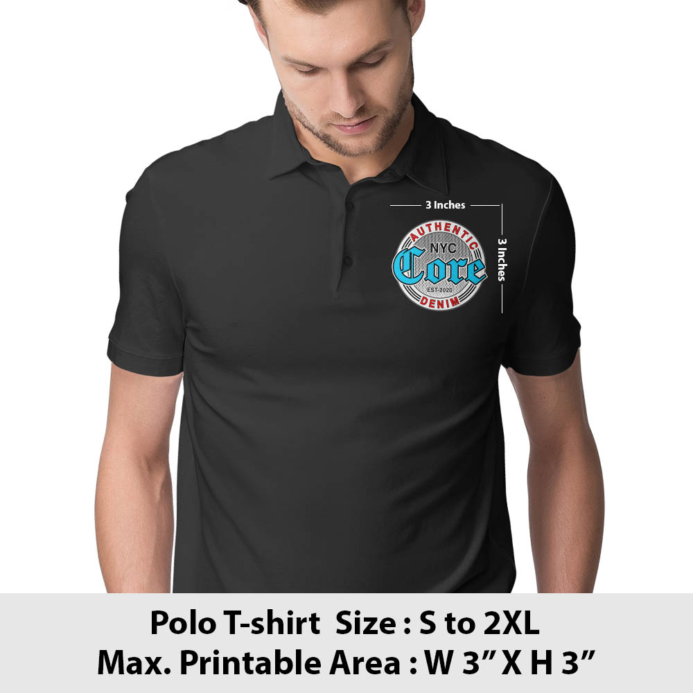 Print area guide, polo t-shirt front