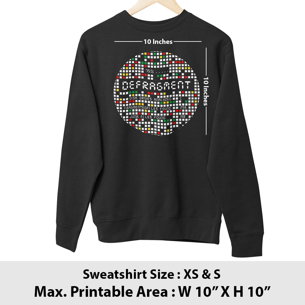 Print area guide, sweatshirt front, larger placement