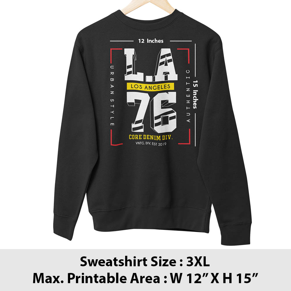 Print area guide, sweatshirt front, size 3XL