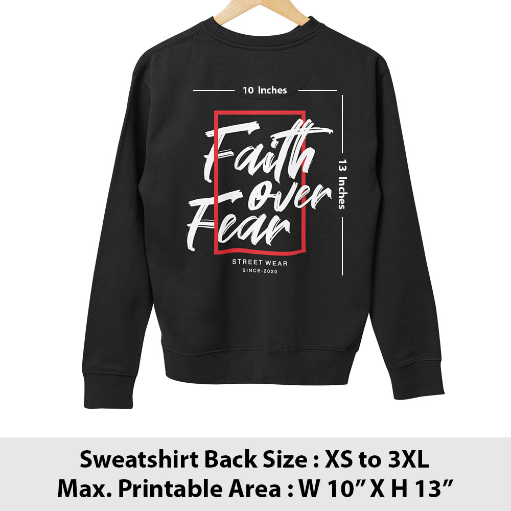 Print area guide, sweatshirt back