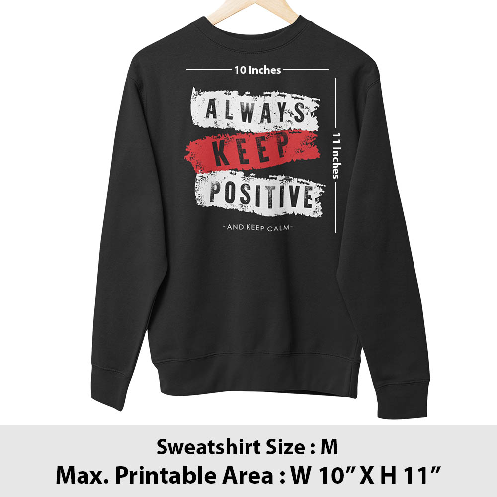 Print area guide, sweatshirt front, size M