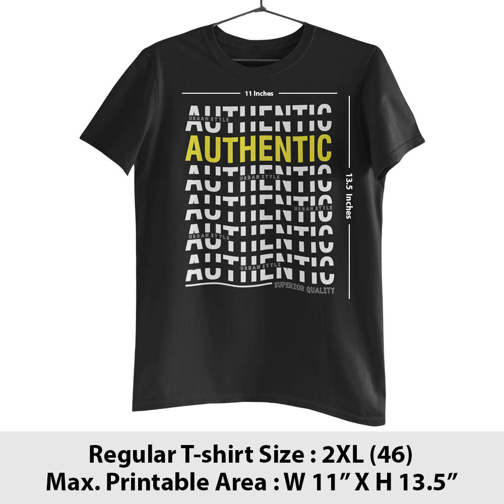 Print area guide, regular half sleeves t-shirt, size 2XL