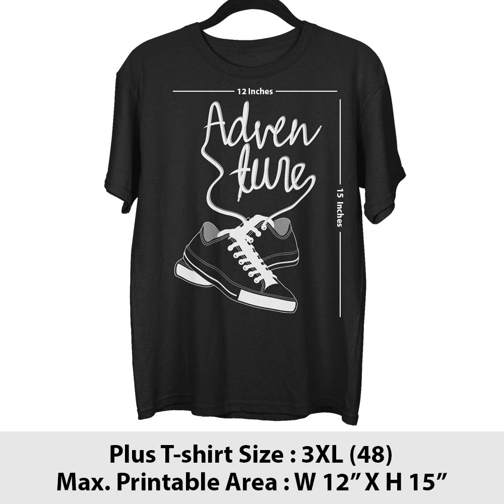 Print area guide, plus size t-shirt, size 3XL