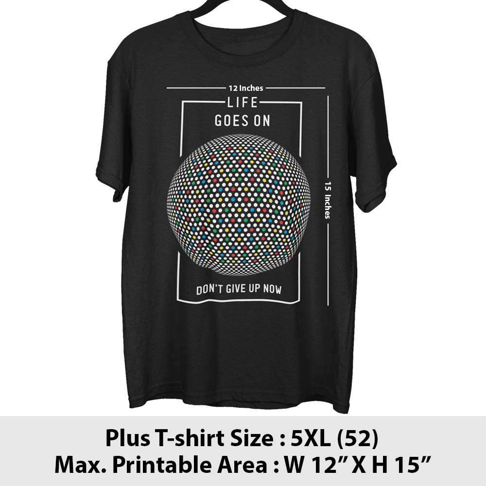 Print area guide, plus size t-shirt, size 5XL