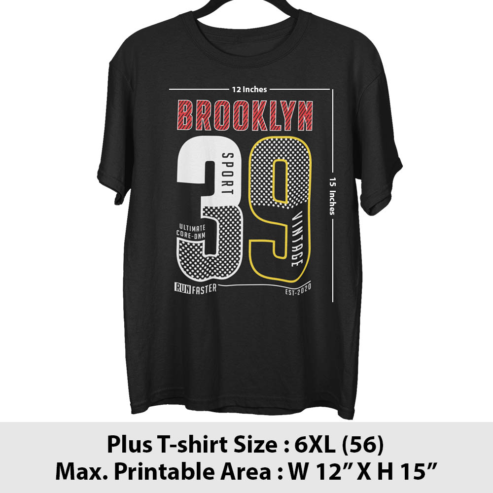 Print area guide, plus size t-shirt, size 6XL