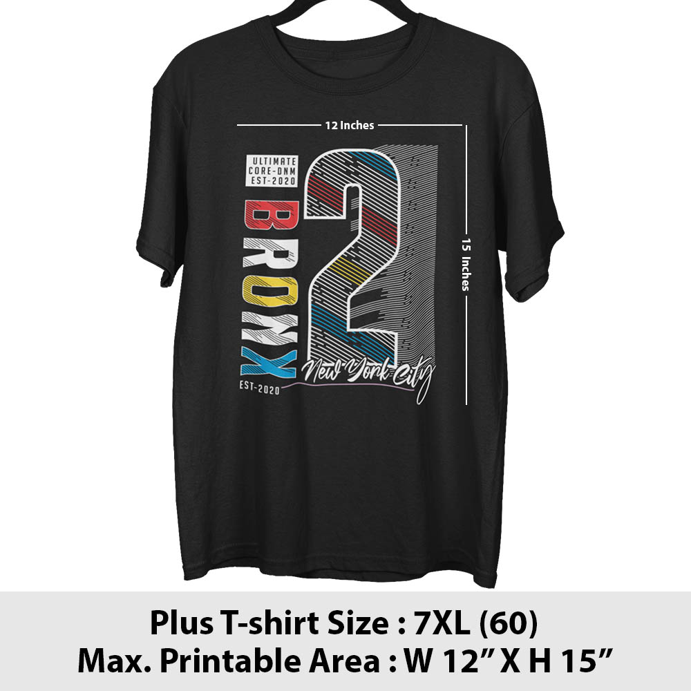 Print area guide, plus size t-shirt, size 7XL