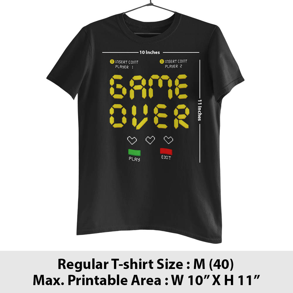 Print area guide, regular half sleeves t-shirt, size M