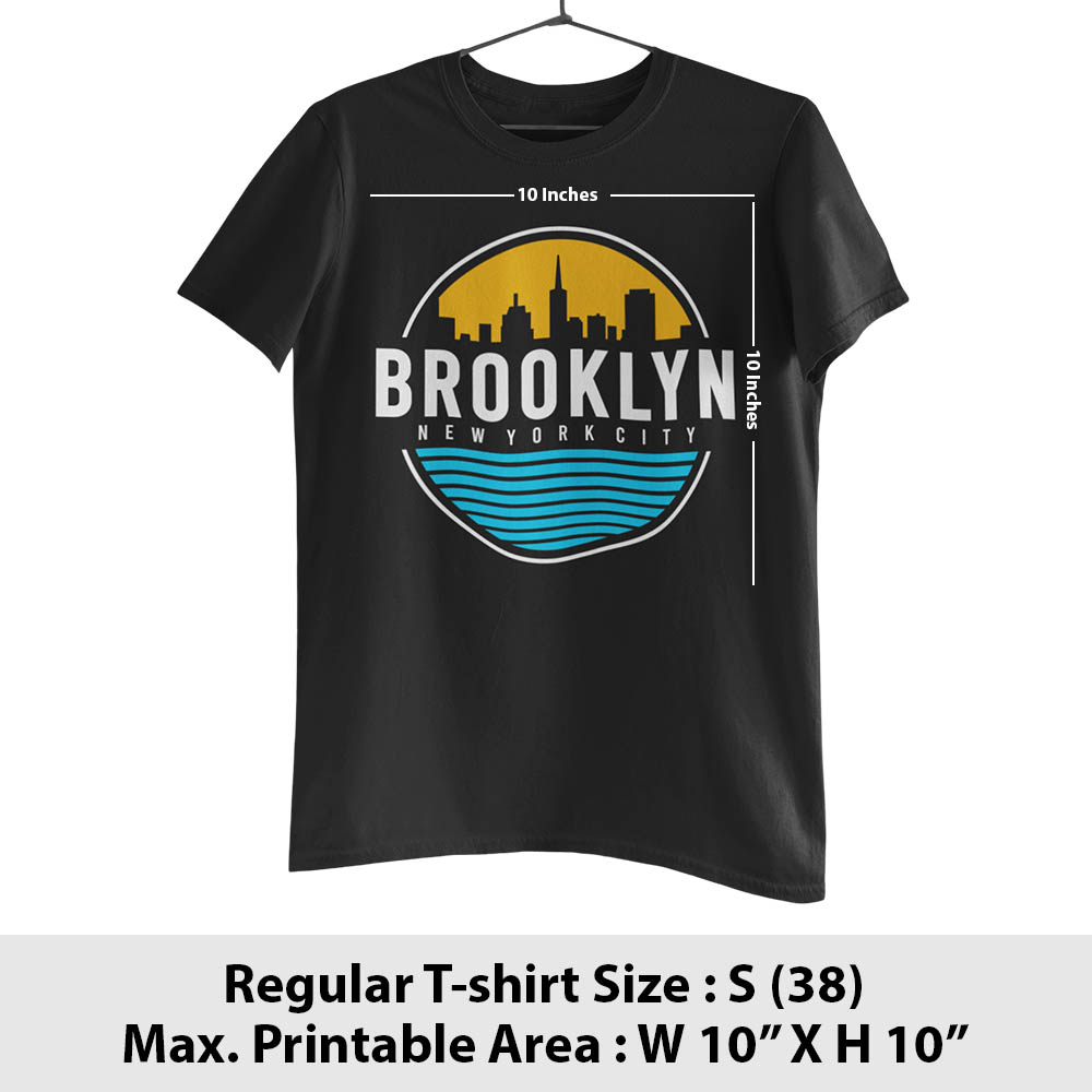 Print area guide, regular half sleeves t-shirt, size S