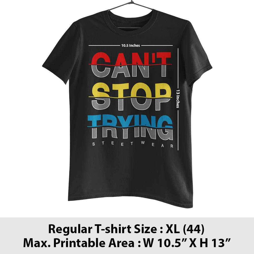 Print area guide, regular half sleeves t-shirt, size XL