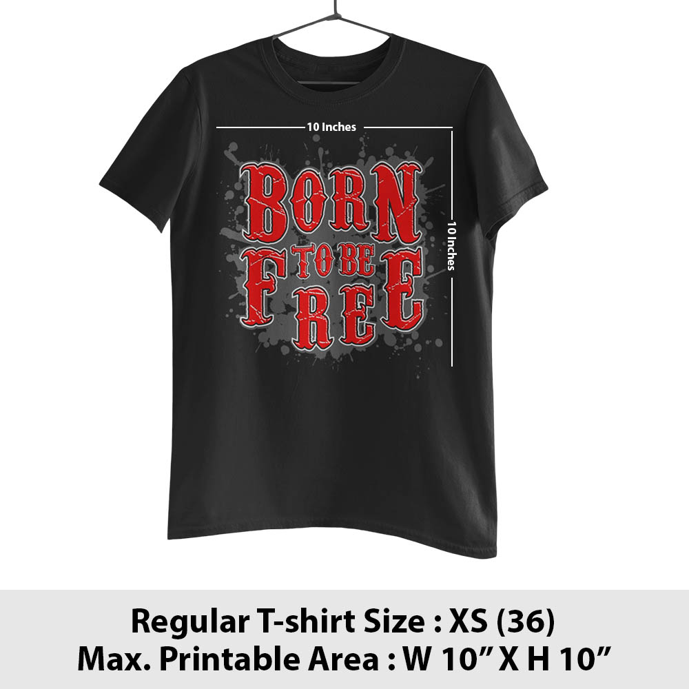 Print area guide, regular half sleeves t-shirt, size XS