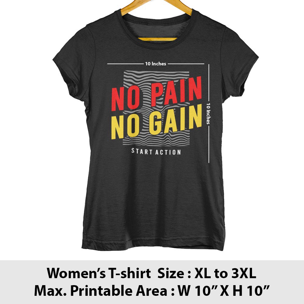Print area guide, women's t-shirt front, smaller sizes