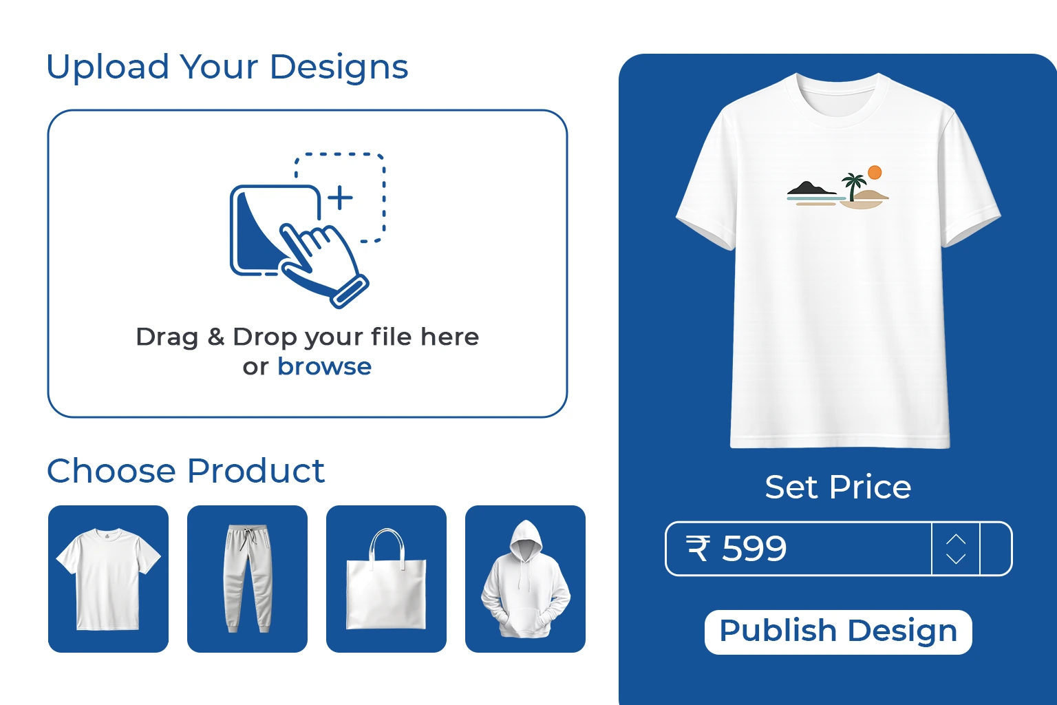 Upload your designs on GetPrintX
